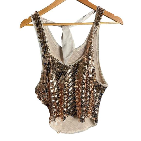 Free People Disco Fever Cami Top Champagne Size S - Picture 6 of 8